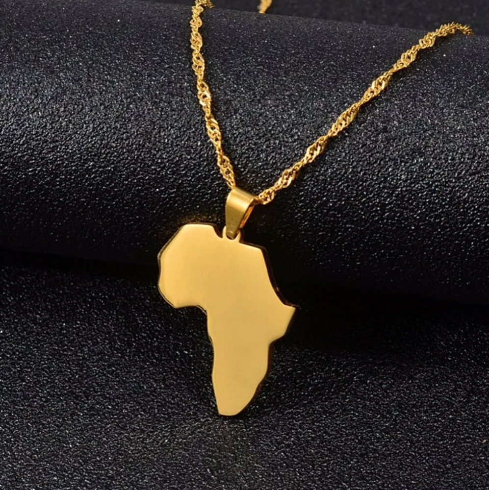 Simple Gold Map of Africa Stainless Steel African Map Necklace Necklace